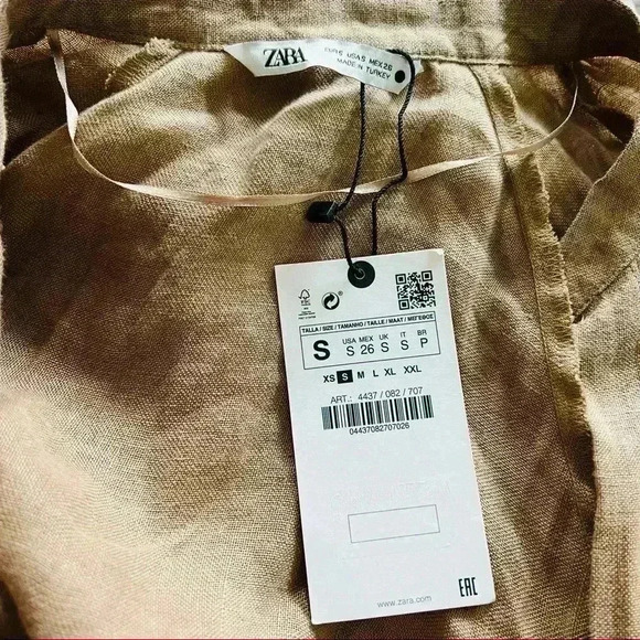 New Zara Linen Shirt Dress Camel New Buttons - Picture 4 of 15